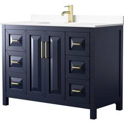 Wyndham Collection Daria WCV252548SBLWCUNSMXX 48" Single Bathroom Vanity in Dark Blue White Cultured Marble Countertop Undermount Square Sink No