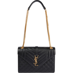 Saint Laurent Medium Quilted Grain De Poudre Embossed Leather Bag - Black