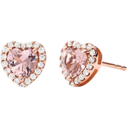 Michael Kors Pavé Heart Stud Earrings - Rose Gold/Pink/Transparent