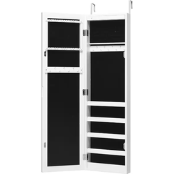 Costway Wall Door Mounted Mirrored Jewelry Cabinet - White