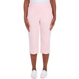 Alfred Dunner Women's Classic Allure Stretch Clamdigger Capri, Tea Rose Pink Misses Tea Rose