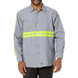 Red Kap Enhanced Visibility Industrial Long Sleeve Work Shirt, Gray, Poly/Cotton, Regular