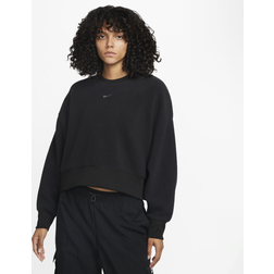 Nike Women's Sportswear Plush Cropped Crewneck Sweatshirt Black/Dark Smoke Grey