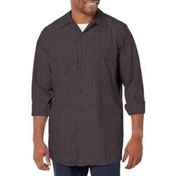 Red Kap mens Long Sleeve Industrial Stripe Work Shirt - Charcoal with Blue/White Stripe