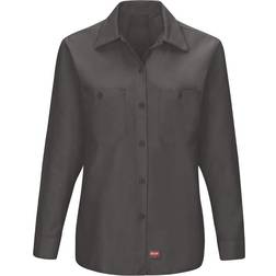 Red Kap Women's Charcoal MIMIX Long Sleeve Work Shirt, Grey