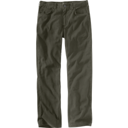 Carhartt Rugged Flex Relaxed-Fit Canvas 5-Pocket Work Pants for Men Moss 30x34