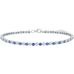 Simona Evil Eye Tennis Bracelet - Silver/Navy Blue