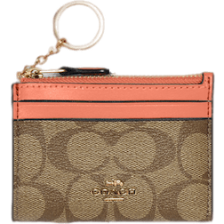 Coach Mini Skinny Id Case In Signature Canvas - Brown/Red