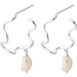 Pernille Corydon Small Bay Earrings - Silver/Pearl