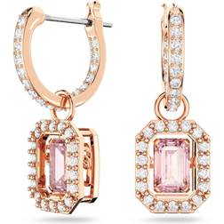 Swarovski Millenia drop earrings, Octagon cut, Pink, Rose gold-tone plated