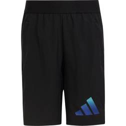 Adidas Boy's Train Icons Aeroready Logo Woven Shorts - Black/Semi Lucid Blue