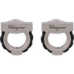 Ferragamo Salvatore Gancini Leather Rope Cufflinks Silver