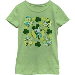 Disney Girl's Mickey & Friends Happy Clover Friends Child T-Shirt Green Apple