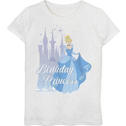 Disney Girl's Cinderella Birthday Princess Graphic T-shirt - White