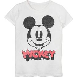 Disney Girl's Mickey & Friends Mickey Mouse Retro Headshot Child T-Shirt White