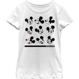 Fifth Sun Girl's Mickey & Friends Mickey Mouse Silly Faces Child T-Shirt White