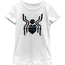 Fifth Sun Girl's Marvel Spider-Man Glitch Logo T-shirt - White