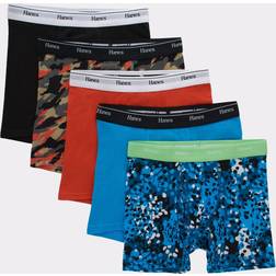 Hanes Boys' 5pk Originals Printed Boxer Briefs Blue/Black