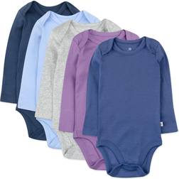 Honest Baby 5pk Prairie Pretty Long Sleeve Bodysuit Navy Blue Newborn