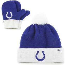 '47 Infant Indianapolis Colts Bam Bam Cuffed Knit Hat With Pom and Mittens Set - Royal/White