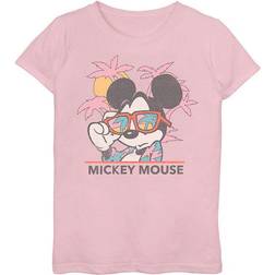 Disney Characters Mickey Beach Girl's Solid Crew Tee, Light Pink