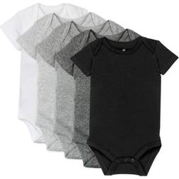 HonestBaby 5-Pack Organic Cotton Short Sleeve Bodysuits, Gray Ombre, Months