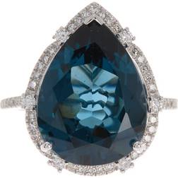 Effy Pear London Ring - Silver/Blue/Diamond