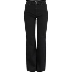 Pieces Holly HW Wide Leg Jeans - Black Denim