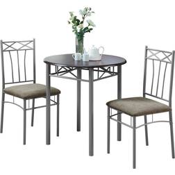 Monarch Specialties 3075 Espresso/Silver/Grey Dining Set 30" 3pcs