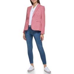 Tommy Hilfiger Women's Houndstooth Peak-Lapel Blazer Scarlet/Ivory