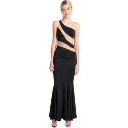 Norma Kamali Mesh-paneled jersey gown black