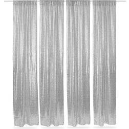 Lann s Linens (Set of 4) Sequin Backdrop Curtains 2ft x 8ft Silver Glitter Backgrounds