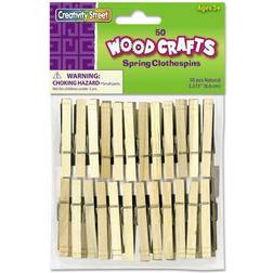 Chenille Kraft Spring Clothes Pins, 3-3/8"L, Natural, 50/Pack