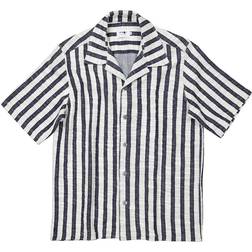 NN07 Julio 3515 Open-Collar Shirt - Navy Stripe #724