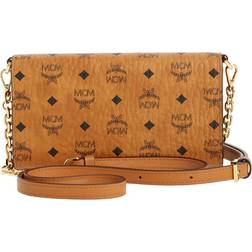 MCM Aren Crossbody Wallet in Visetos - Cognac