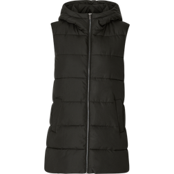 Vila Long Hooded Vest - Black