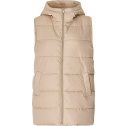 Vila Long Hooded Vest - Beige