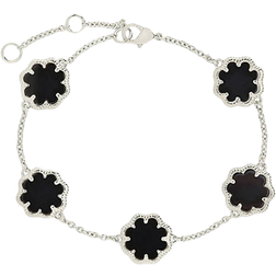 Sterling Forever Rose Petal Station Bracelet - Silver/Black