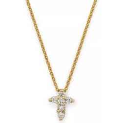 Roberto Coin Small Cross Necklace - Gold/Diamonds