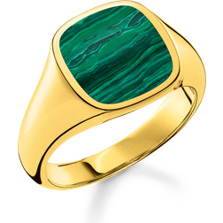 Thomas Sabo Classic Gold and Green Ring, Green, L, Men