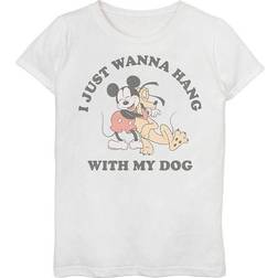 Disney Girl Mickey & Friends Just Wanna Hang with my Dog Pluto Graphic Tee White
