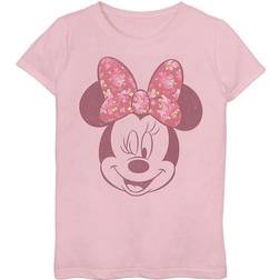 Disney Girl Mickey & Friends Rose Bow Minnie Graphic Tee Light Pink