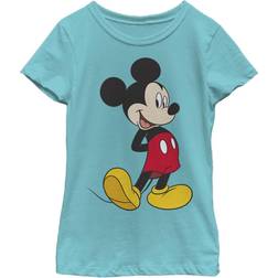 Disney Girl's Mickey & Friends Smiling Mickey mouse Portrait Child T-Shirt Tahiti Blue
