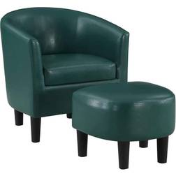 Convenience Concepts Take a Seat Churchill with Ottoman Forest Green Armchair 27.5" 2