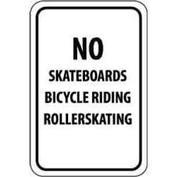 NMC National Marker Traffic Warning Signs; No Skateboards Bicycle Riding Roller Skating 18X12 .080 Egp