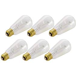 Aspen Creative Corporation 60-Watt S19 E26 Vintage Edison Incandescent Light Bulb, Clear (6-Pack)