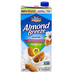 Blue Diamond Breeze Dairy Free Almondmilk Unsweetened Original Boxes, 6 Count