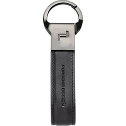 Porsche Design Leather Logo Loop Keyring BLACK