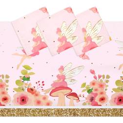 Sparkle and Bash Fairy Tea Party Tablecloths for Girls Floral Birthday Supplies (54 x 108 in, 3 Pack)