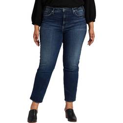 Silver Jeans Elyse Mid Rise Straight Leg Plus Dark Indigo x